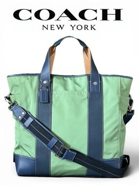 COACH Transatlantic Draft Tote Nylon and Leather w/Crossbody Strap